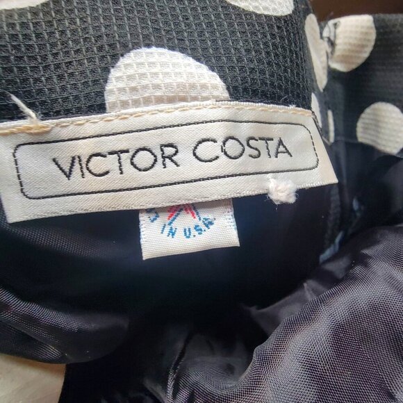 Vintage Y2K 80s 90s Black & White Polka Dot Off-Shoulder Dress with Rached Detai - Picture 14 of 16